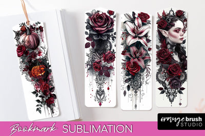 Gothic Bookmark PNG - Dark Academia Printable Bookmarks Sublimation OrangeBrushStudio 