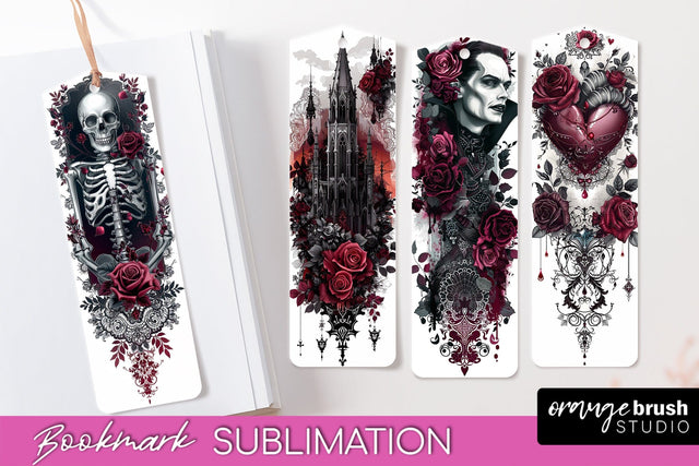 Gothic Bookmark PNG - Dark Academia Printable Bookmarks Sublimation OrangeBrushStudio 