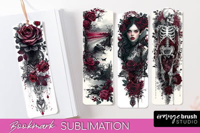 Gothic Bookmark PNG - Dark Academia Printable Bookmarks Sublimation OrangeBrushStudio 