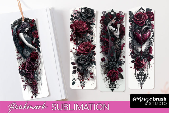 Gothic Bookmark PNG - Dark Academia Printable Bookmarks Sublimation OrangeBrushStudio 