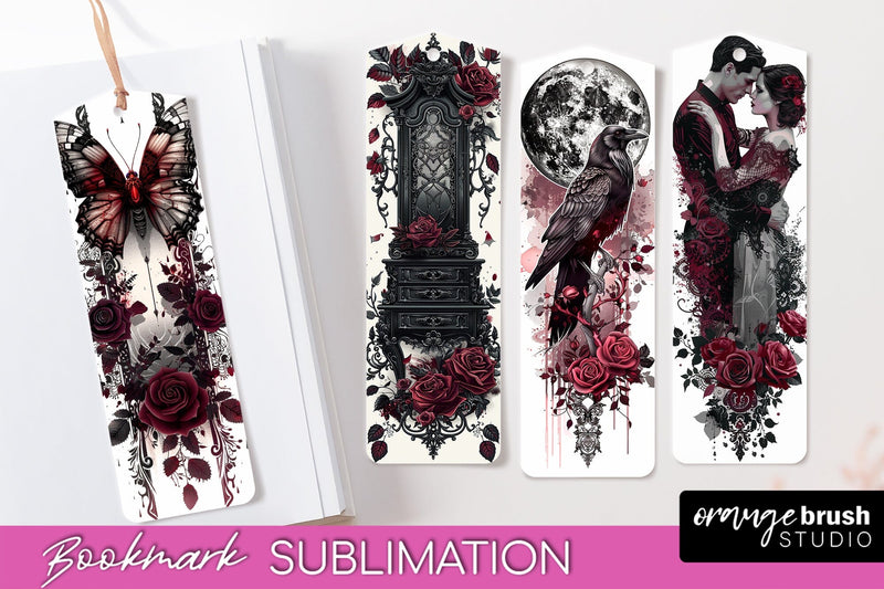 Gothic Bookmark PNG - Dark Academia Printable Bookmarks Sublimation OrangeBrushStudio 