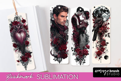 Gothic Bookmark PNG - Dark Academia Printable Bookmarks Sublimation OrangeBrushStudio 