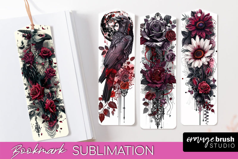 Gothic Bookmark PNG - Dark Academia Printable Bookmarks Sublimation OrangeBrushStudio 