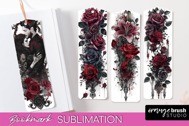 Gothic Bookmark PNG - Dark Academia Printable Bookmarks Sublimation OrangeBrushStudio 