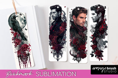 Gothic Bookmark PNG - Dark Academia Printable Bookmarks Sublimation OrangeBrushStudio 