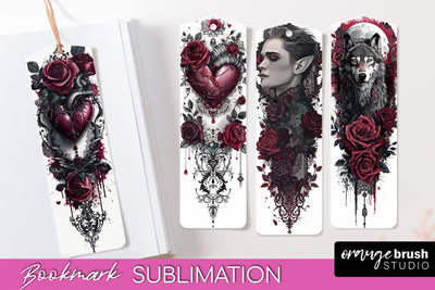 Gothic Bookmark PNG - Dark Academia Printable Bookmarks Sublimation OrangeBrushStudio 