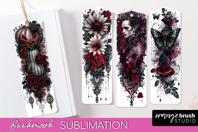 Gothic Bookmark PNG - Dark Academia Printable Bookmarks Sublimation OrangeBrushStudio 