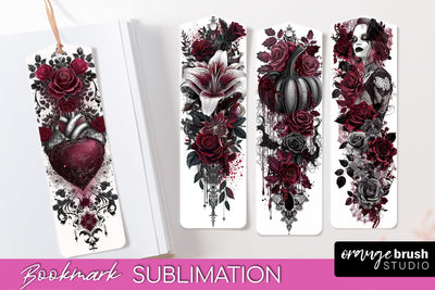 Gothic Bookmark PNG - Dark Academia Printable Bookmarks Sublimation OrangeBrushStudio 