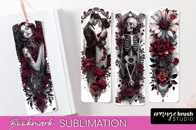 Gothic Bookmark PNG - Dark Academia Printable Bookmarks Sublimation OrangeBrushStudio 