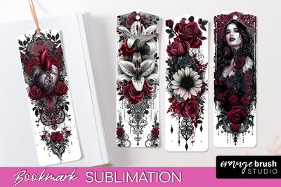 Gothic Bookmark PNG - Dark Academia Printable Bookmarks Sublimation OrangeBrushStudio 