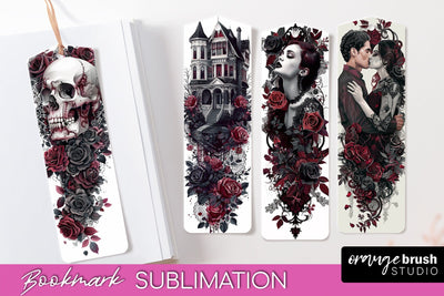 Gothic Bookmark PNG - Dark Academia Printable Bookmarks Sublimation OrangeBrushStudio 