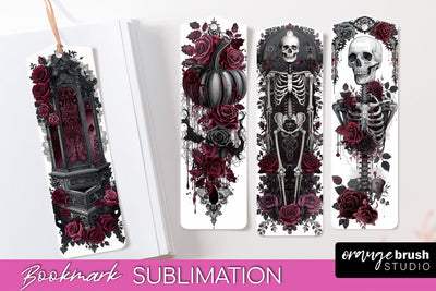 Gothic Bookmark PNG - Dark Academia Printable Bookmarks Sublimation OrangeBrushStudio 