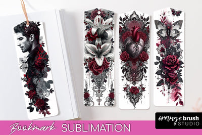 Gothic Bookmark PNG - Dark Academia Printable Bookmarks Sublimation OrangeBrushStudio 