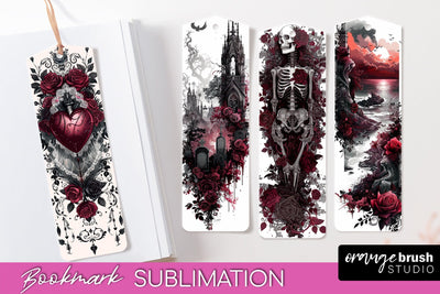Gothic Bookmark PNG - Dark Academia Printable Bookmarks Sublimation OrangeBrushStudio 