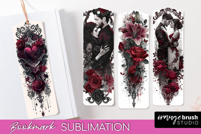 Gothic Bookmark PNG - Dark Academia Printable Bookmarks Sublimation OrangeBrushStudio 
