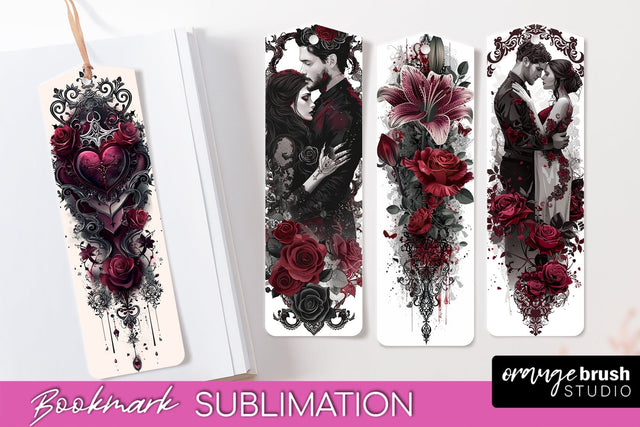 Gothic Bookmark PNG - Dark Academia Printable Bookmarks Sublimation OrangeBrushStudio 