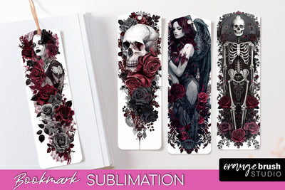 Gothic Bookmark PNG - Dark Academia Printable Bookmarks Sublimation OrangeBrushStudio 