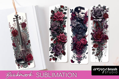 Gothic Bookmark PNG - Dark Academia Printable Bookmarks Sublimation OrangeBrushStudio 