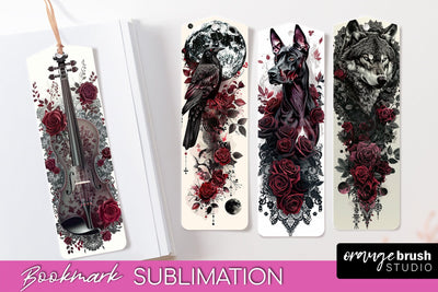 Gothic Bookmark PNG - Dark Academia Printable Bookmarks Sublimation OrangeBrushStudio 