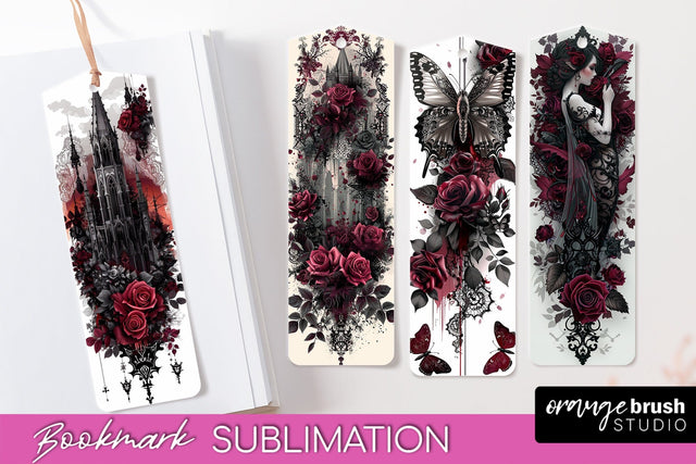 Gothic Bookmark PNG - Dark Academia Printable Bookmarks Sublimation OrangeBrushStudio 