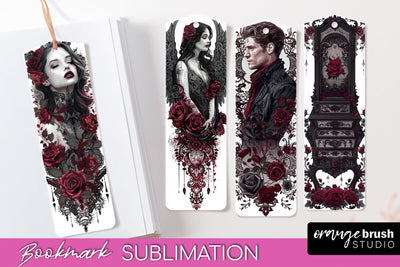 Gothic Bookmark PNG - Dark Academia Printable Bookmarks Sublimation OrangeBrushStudio 