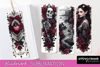 Gothic Bookmark PNG - Dark Academia Printable Bookmarks Sublimation OrangeBrushStudio 