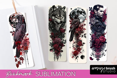 Gothic Bookmark PNG - Dark Academia Printable Bookmarks Sublimation OrangeBrushStudio 