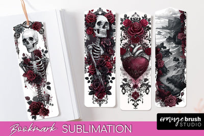 Gothic Bookmark PNG - Dark Academia Printable Bookmarks Sublimation OrangeBrushStudio 