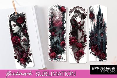 Gothic Bookmark PNG - Dark Academia Printable Bookmarks Sublimation OrangeBrushStudio 