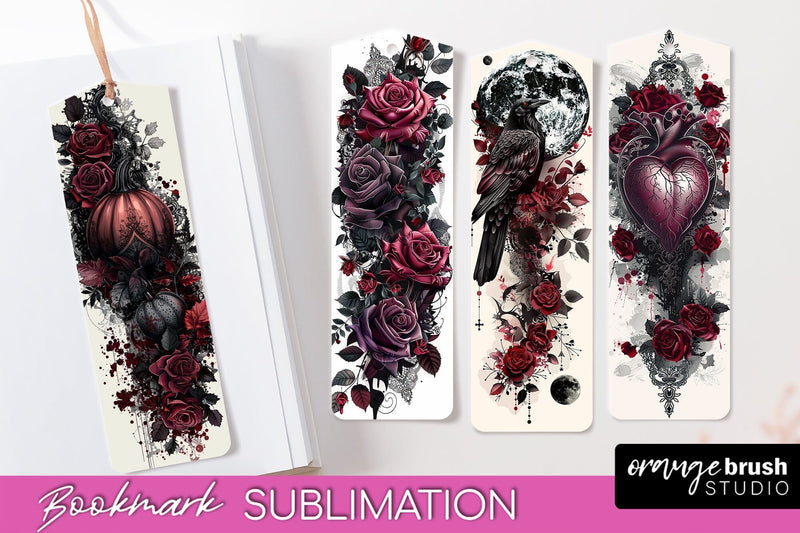 Gothic Bookmark PNG - Dark Academia Printable Bookmarks Sublimation OrangeBrushStudio 