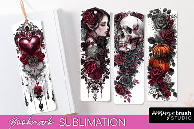 Gothic Bookmark PNG - Dark Academia Printable Bookmarks Sublimation OrangeBrushStudio 