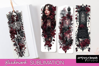 Gothic Bookmark PNG - Dark Academia Printable Bookmarks Sublimation OrangeBrushStudio 