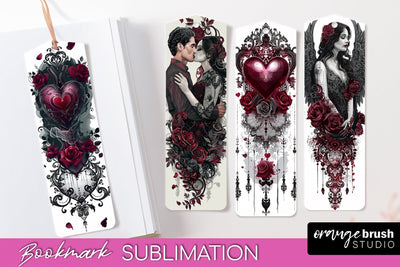 Gothic Bookmark PNG - Dark Academia Printable Bookmarks Sublimation OrangeBrushStudio 