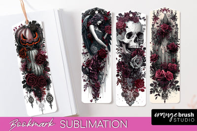 Gothic Bookmark PNG - Dark Academia Printable Bookmarks Sublimation OrangeBrushStudio 