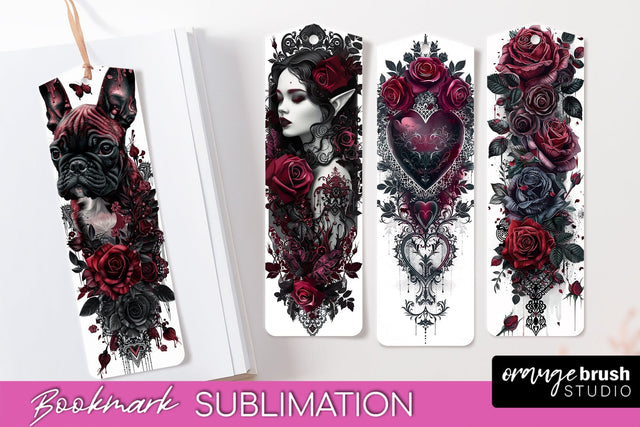 Gothic Bookmark PNG - Dark Academia Printable Bookmarks Sublimation OrangeBrushStudio 