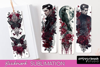 Gothic Bookmark PNG - Dark Academia Printable Bookmarks Sublimation OrangeBrushStudio 