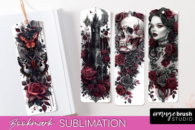 Gothic Bookmark PNG - Dark Academia Printable Bookmarks Sublimation OrangeBrushStudio 