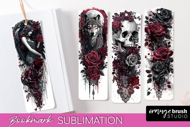 Gothic Bookmark PNG - Dark Academia Printable Bookmarks Sublimation OrangeBrushStudio 