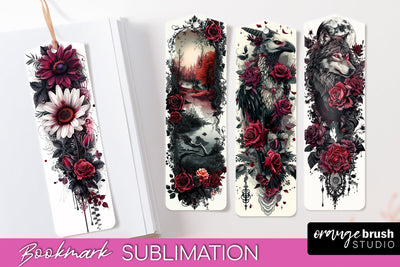 Gothic Bookmark PNG - Dark Academia Printable Bookmarks Sublimation OrangeBrushStudio 