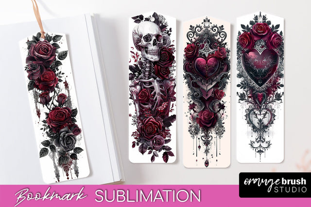 Gothic Bookmark PNG - Dark Academia Printable Bookmarks Sublimation OrangeBrushStudio 