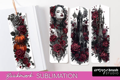 Gothic Bookmark PNG - Dark Academia Printable Bookmarks Sublimation OrangeBrushStudio 