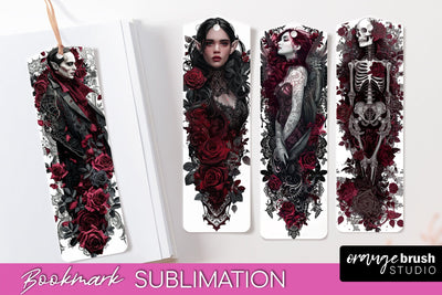 Gothic Bookmark PNG - Dark Academia Printable Bookmarks Sublimation OrangeBrushStudio 