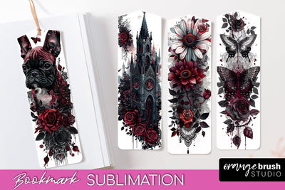 Gothic Bookmark PNG - Dark Academia Printable Bookmarks Sublimation OrangeBrushStudio 