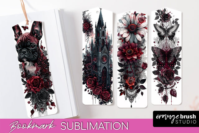 Gothic Bookmark PNG - Dark Academia Printable Bookmarks Sublimation OrangeBrushStudio 
