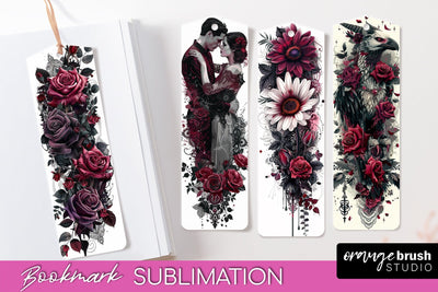 Gothic Bookmark PNG - Dark Academia Printable Bookmarks Sublimation OrangeBrushStudio 