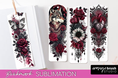 Gothic Bookmark PNG - Dark Academia Printable Bookmarks Sublimation OrangeBrushStudio 