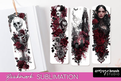 Gothic Bookmark PNG - Dark Academia Printable Bookmarks Sublimation OrangeBrushStudio 