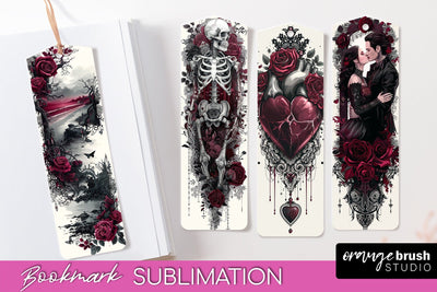 Gothic Bookmark PNG - Dark Academia Printable Bookmarks Sublimation OrangeBrushStudio 