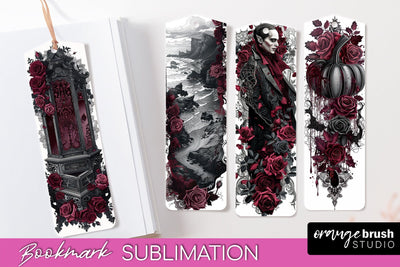 Gothic Bookmark PNG - Dark Academia Printable Bookmarks Sublimation OrangeBrushStudio 