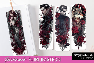 Gothic Bookmark PNG - Dark Academia Printable Bookmarks Sublimation OrangeBrushStudio 